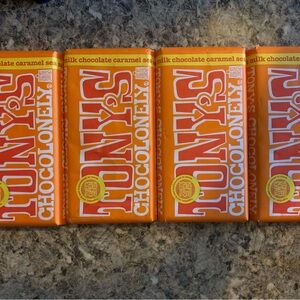 Tony's Chocolonely Milk Chocolate Caramel Sea Salt Bars (4 Pack)